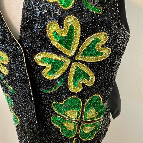 Fashion Fantasy Vintage Shamrock Festive Sequins.Fun Unique piece.Size S - Picture 9 of 13